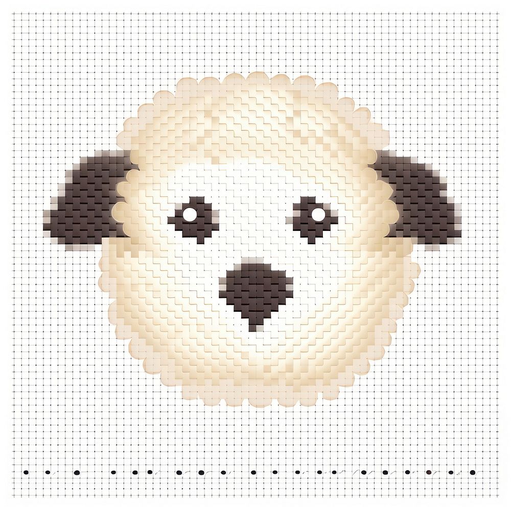 Cross stitch sheep embroidery pattern textile.