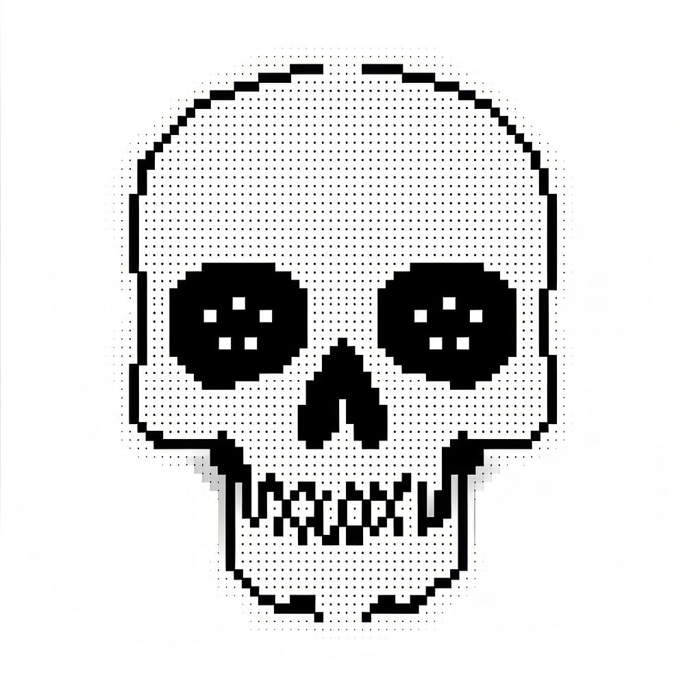 Cross stitch skull creativity pixelated portrait.
