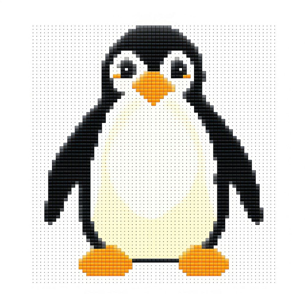 Cross stitch penguin textile animal bird.