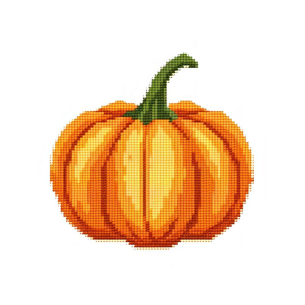 Cross stitch pumpkin vegetable plant food.