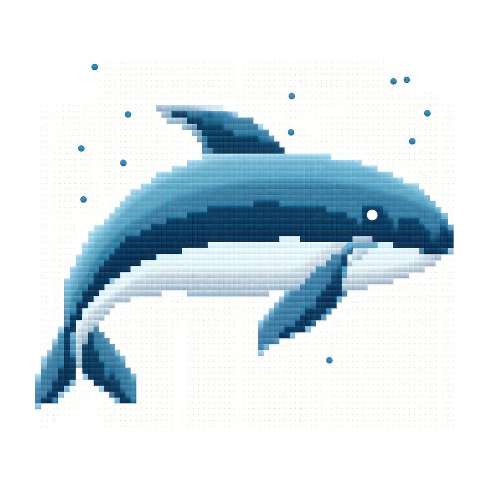 Cross stitch whale dolphin animal mammal.