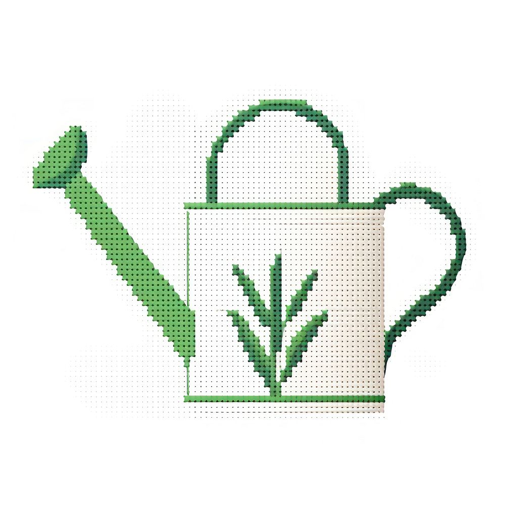 Cross stitch watering can plant white background gardening.