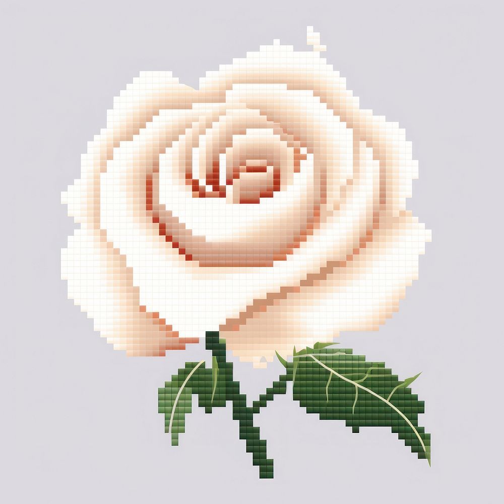 Cross stitch white rose pattern flower plant.