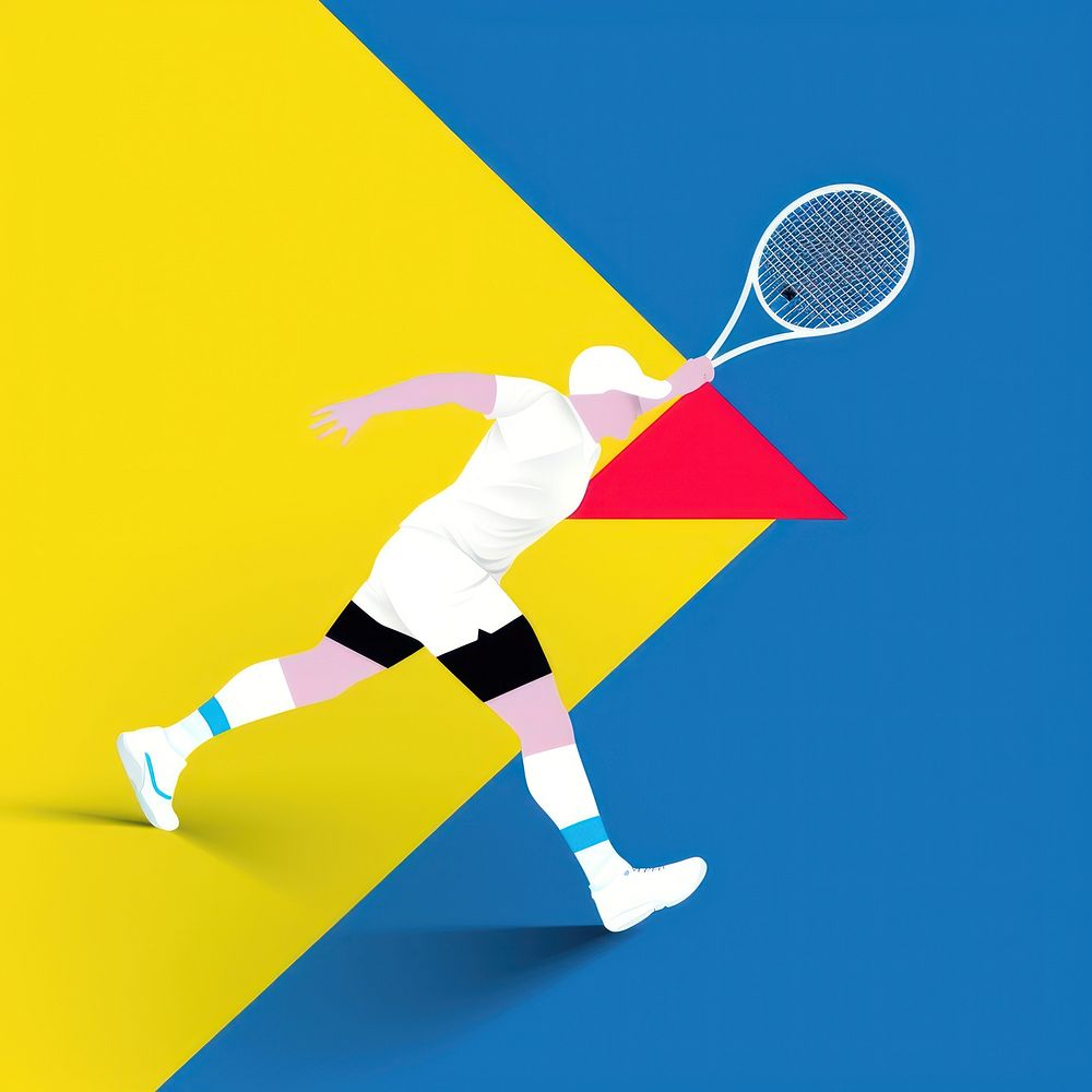 Illustration of a tennis player cartoon sports racket.