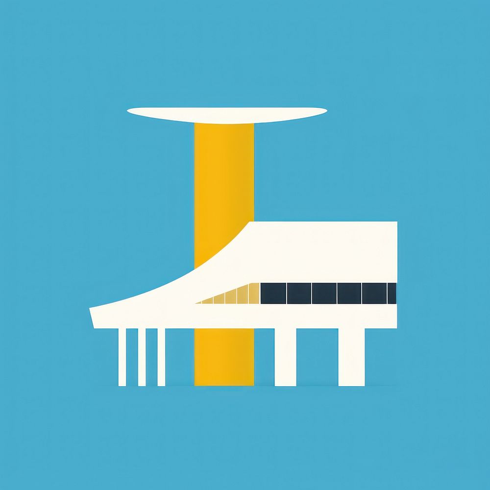 Airport building cartoon logo architecture.