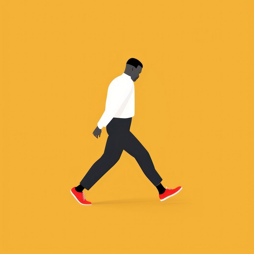 Black man walking cartoon adult exercising.