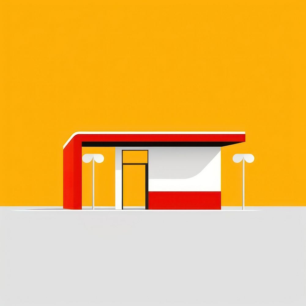 Bus station architecture cartoon rectangle.