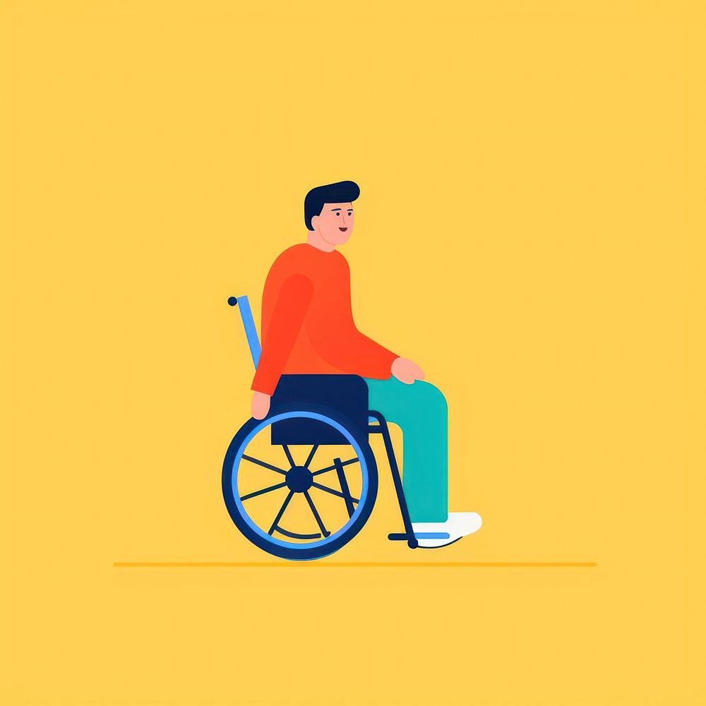 Disabled person wheelchair cartoon parasports.
