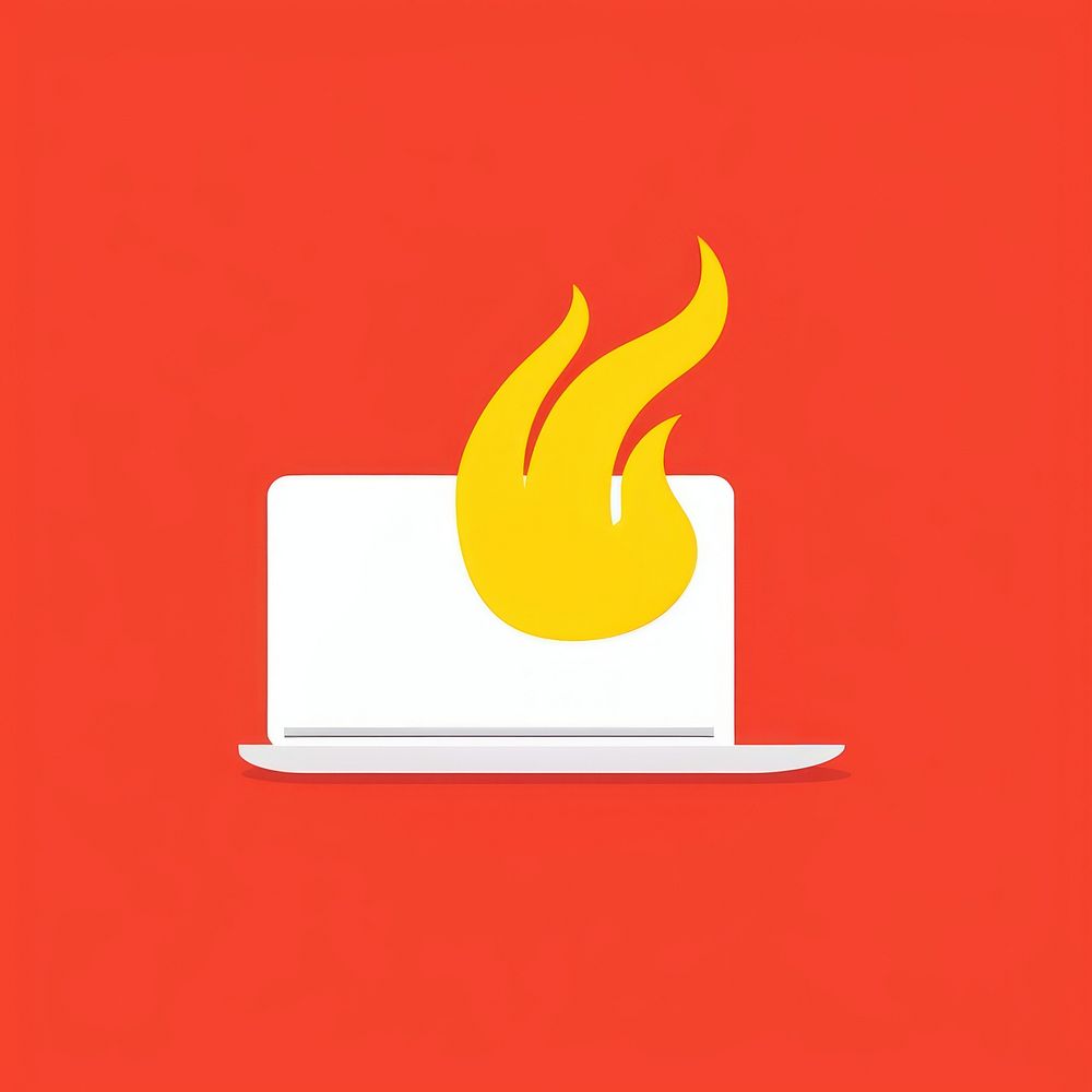 Illustration of a Fire on laptop fire sign technology.