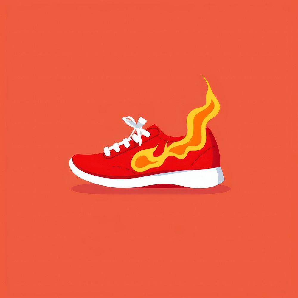 Illustration of a Fire on shoe footwear clothing fashion.