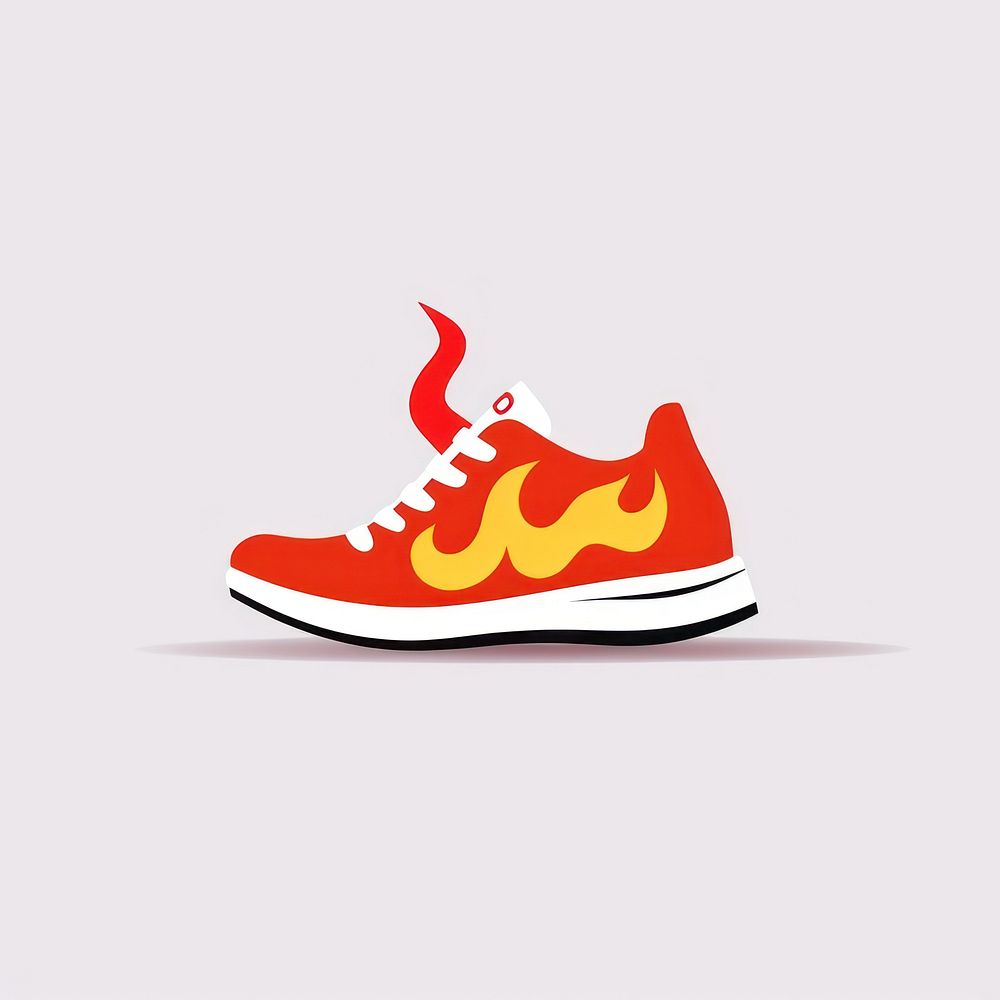 Illustration of a Fire on shoe footwear fire clothing.