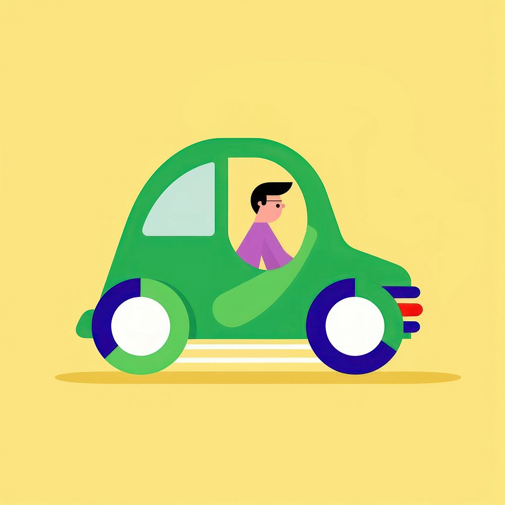 Illustration of a Man Driving Car vehicle driving cartoon.