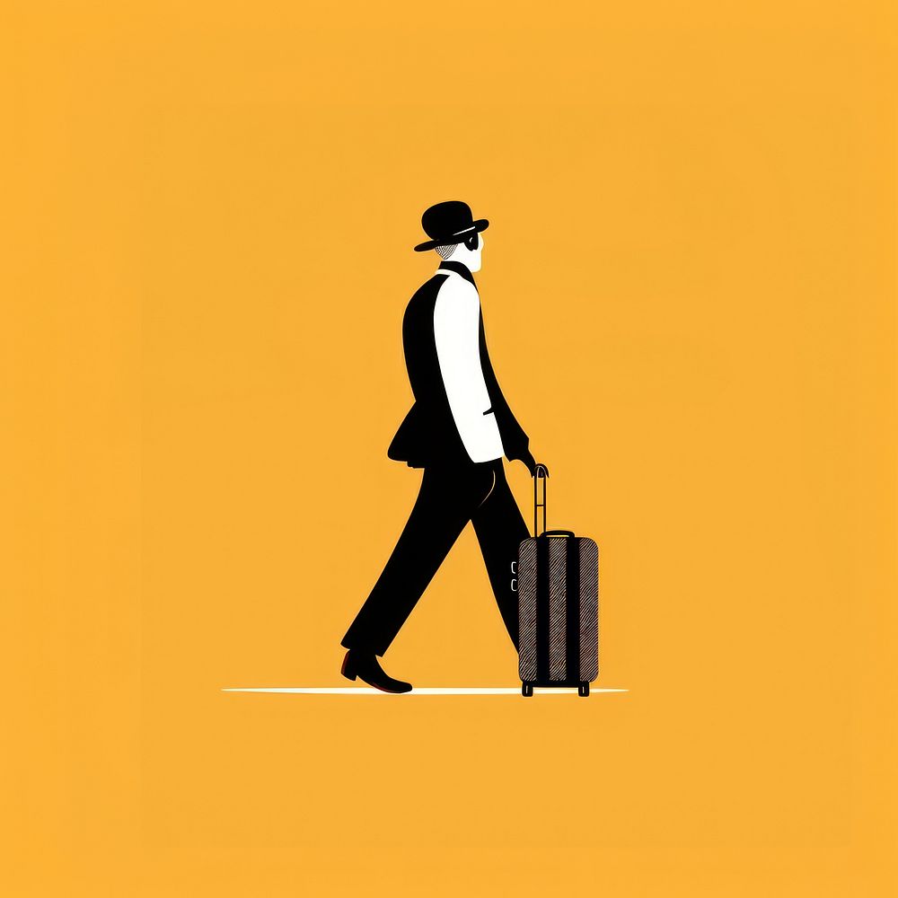 Man with suitcase luggage cartoon adult.