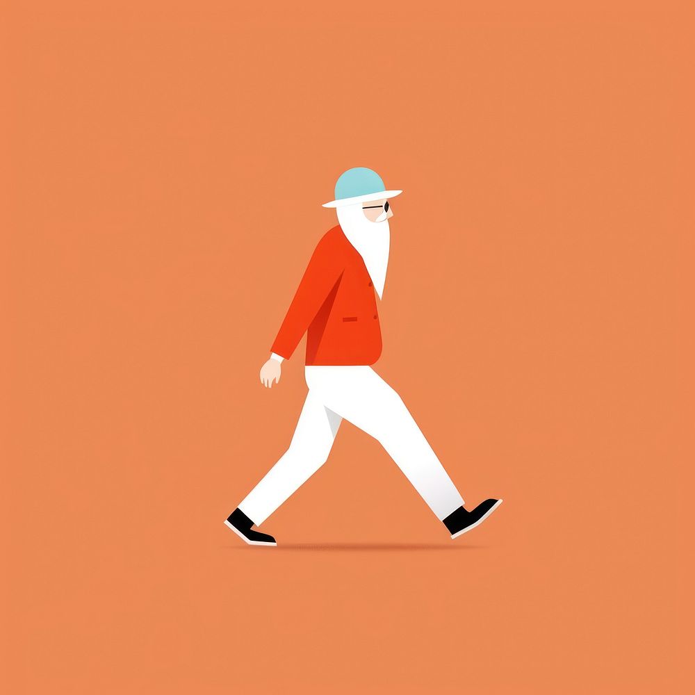 Old man walking cartoon sports activity.