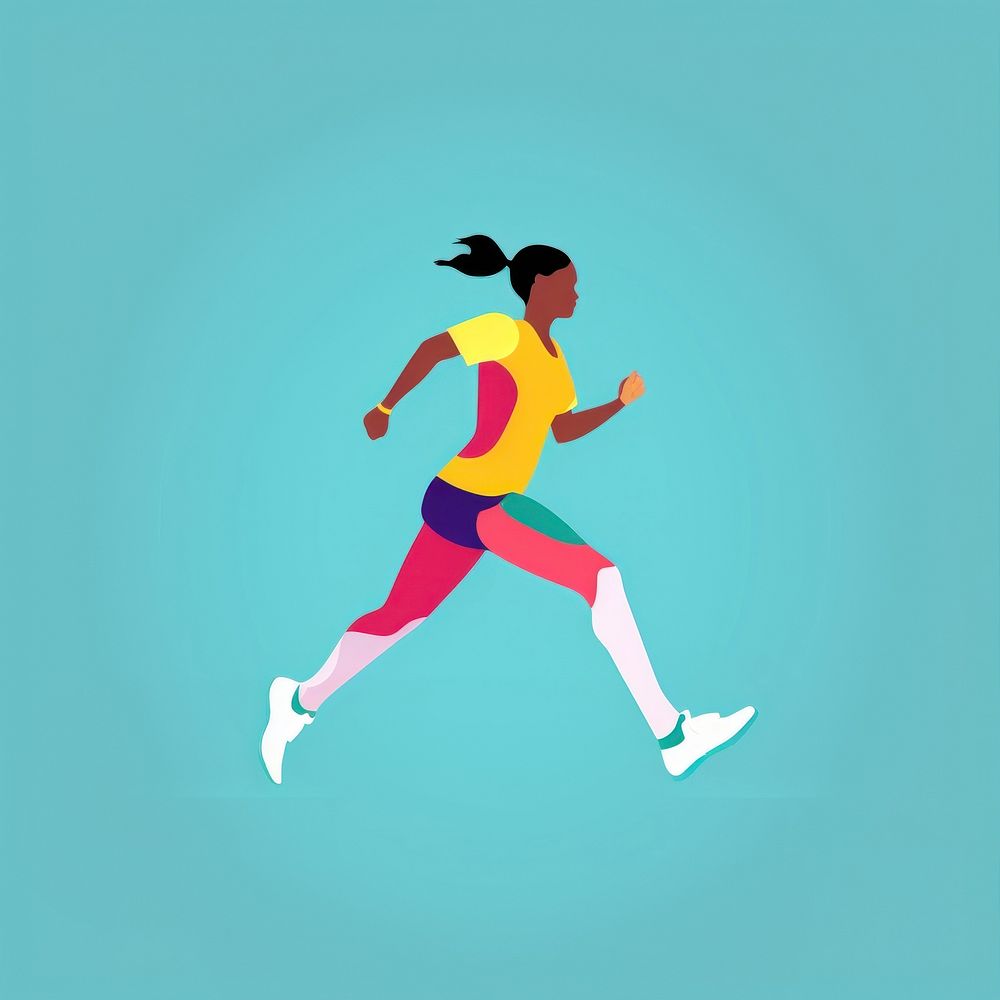 Runner female running jogging cartoon sports.