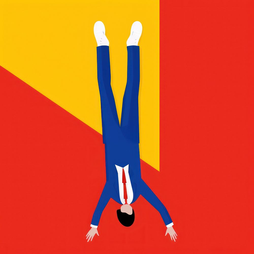 Illustration of a sales person cartoon sports gymnastics.