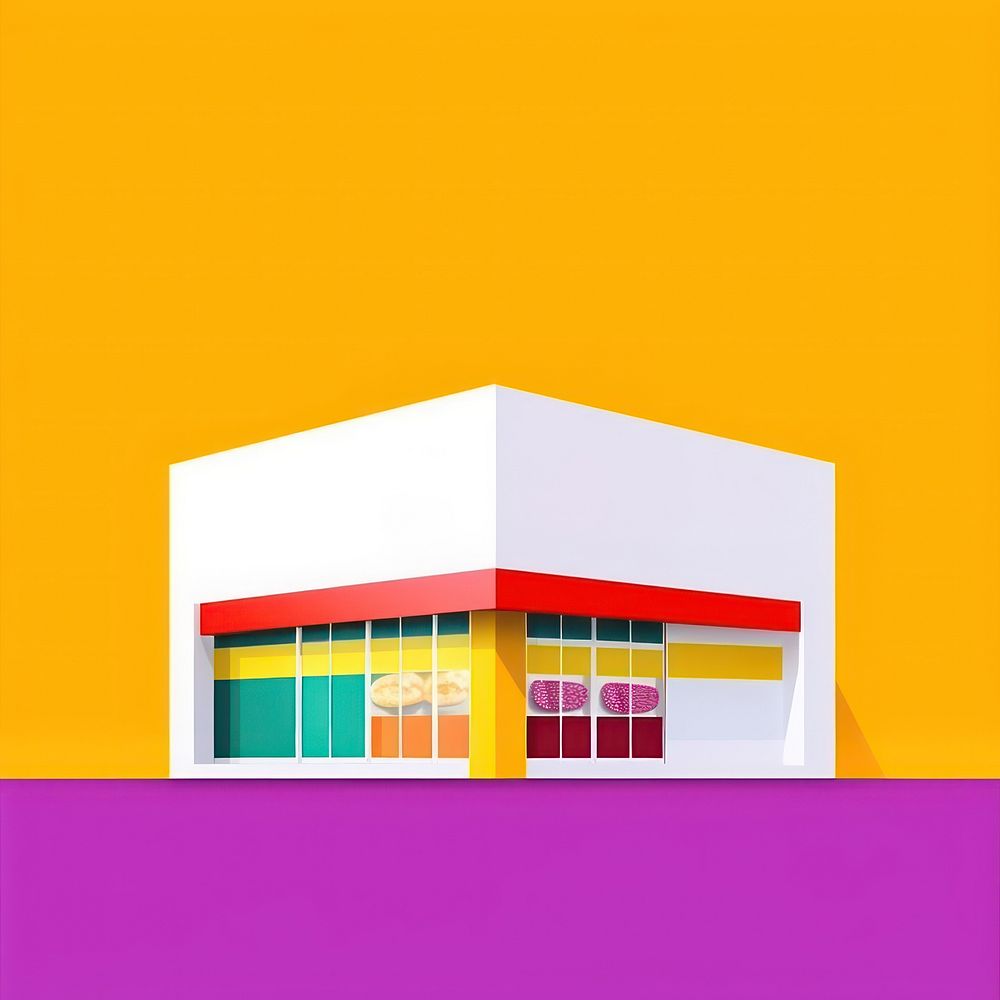 Supermarket building cartoon architecture rectangle.
