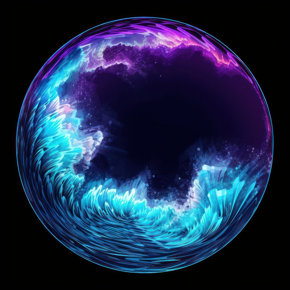 Neon ocean in circle astronomy sphere nature.