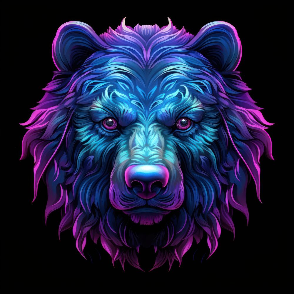 Neon bear mammal animal purple.