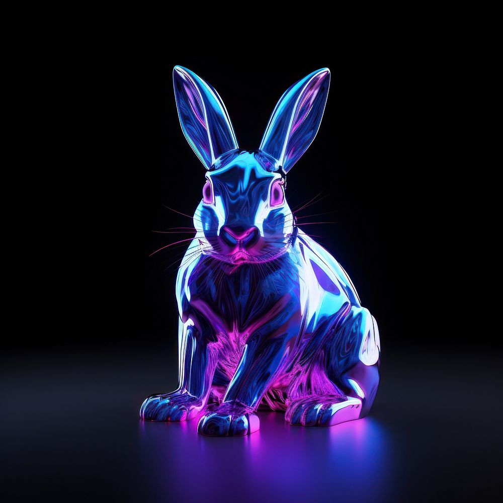 Neon rabbit animal mammal purple.