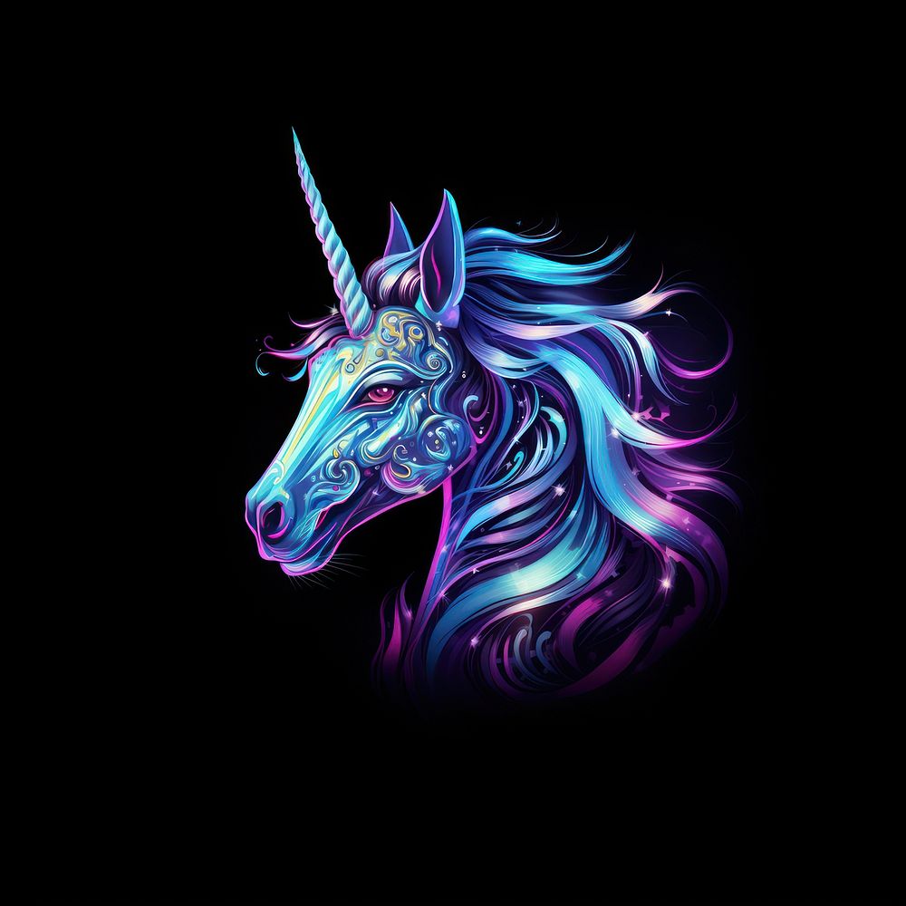 Neon realistic unicorn pattern animal mammal.