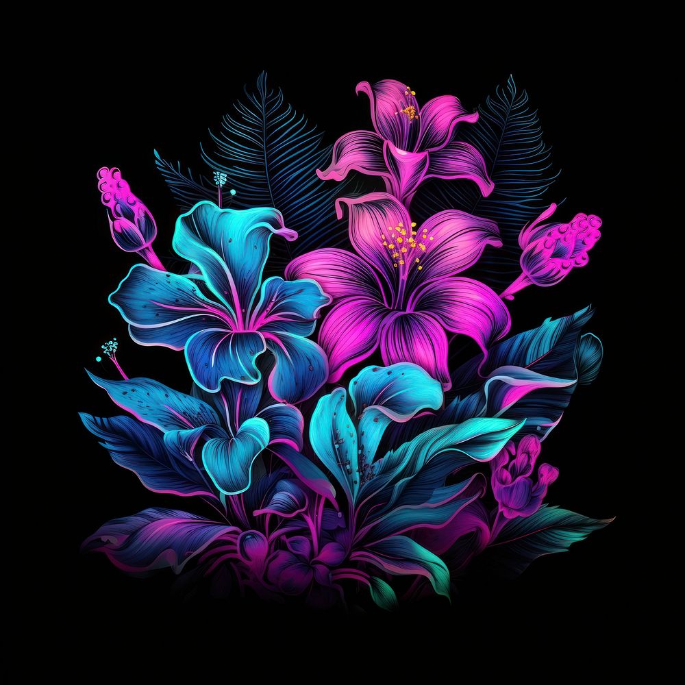 Neon tropical pattern flower purple.