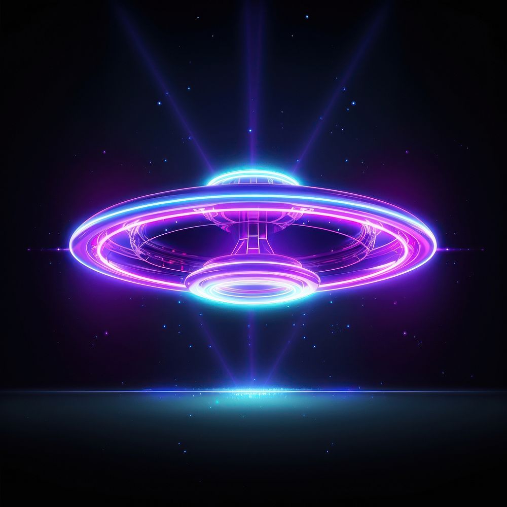 Neon ufo in space light neon astronomy.