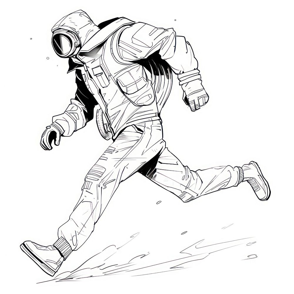 Illustration of a astronaut sketch footwear drawing.