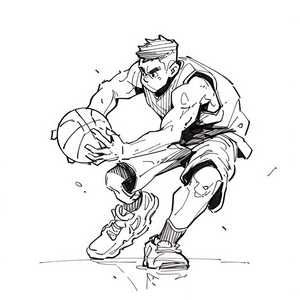 Outline sketching illustration of a basketball player footwear drawing cartoon.