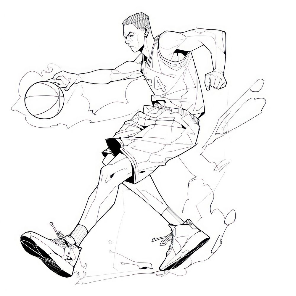 Illustration of a basketball player sketch footwear drawing.