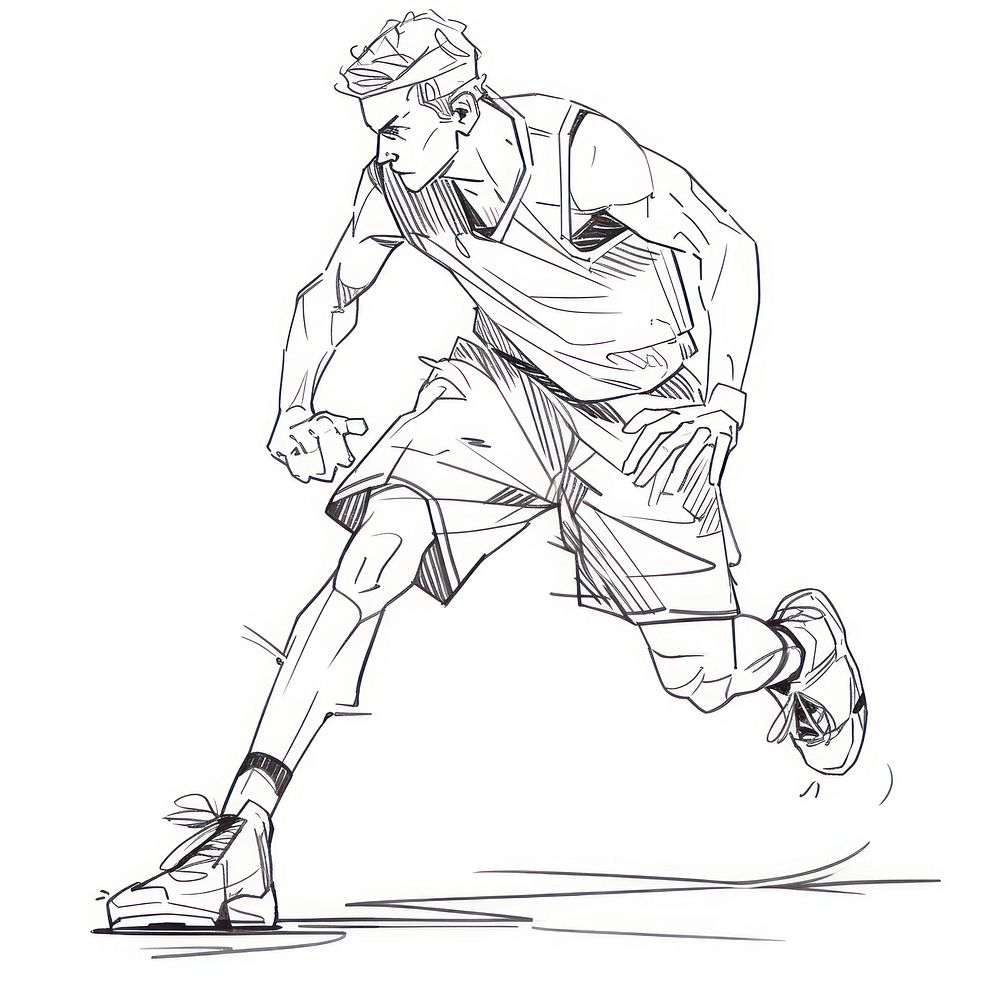 Illustration of a basketball player sketch drawing cartoon.