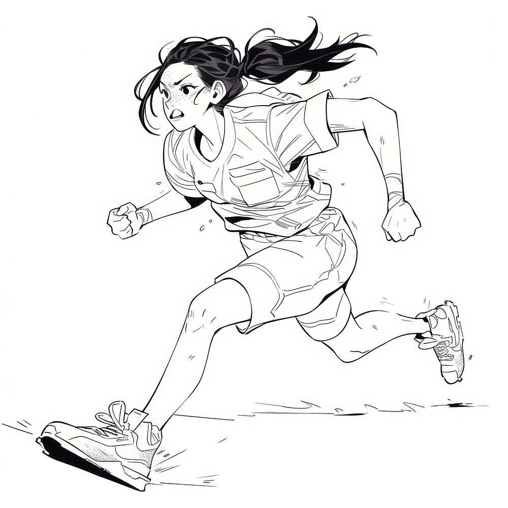 Outline sketching illustration of a police running drawing cartoon determination.