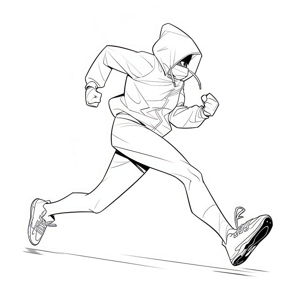 Outline sketching illustration of a robber running drawing cartoon competition.
