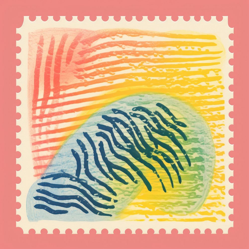 Abstract pattern Risograph style backgrounds art postage stamp.