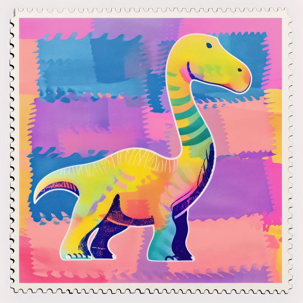 Dinosaur Risograph style dinosaur animal representation.
