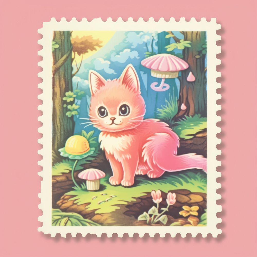Forest Risograph style animal mammal cute.