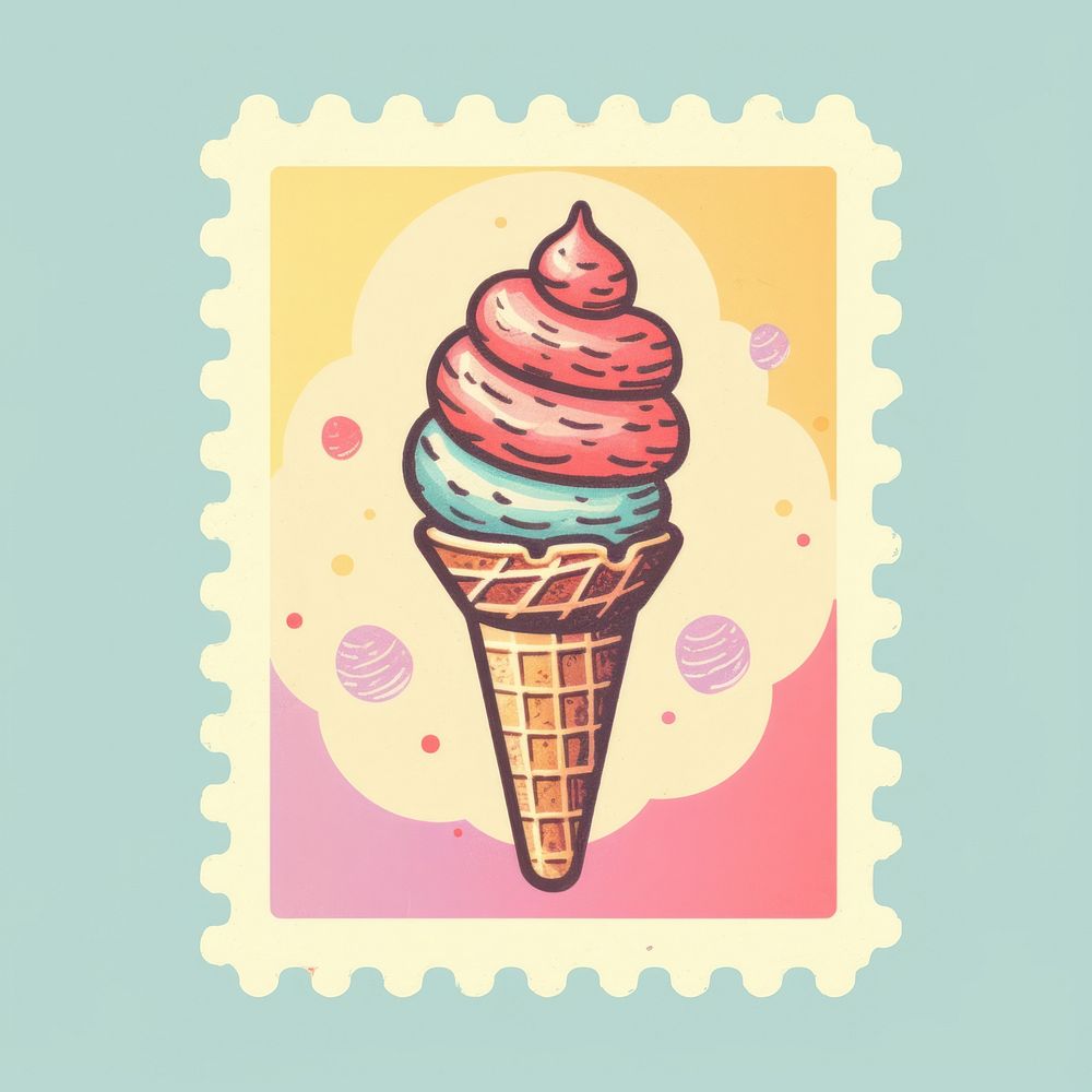 Ice cream Risograph style dessert food lollipop.