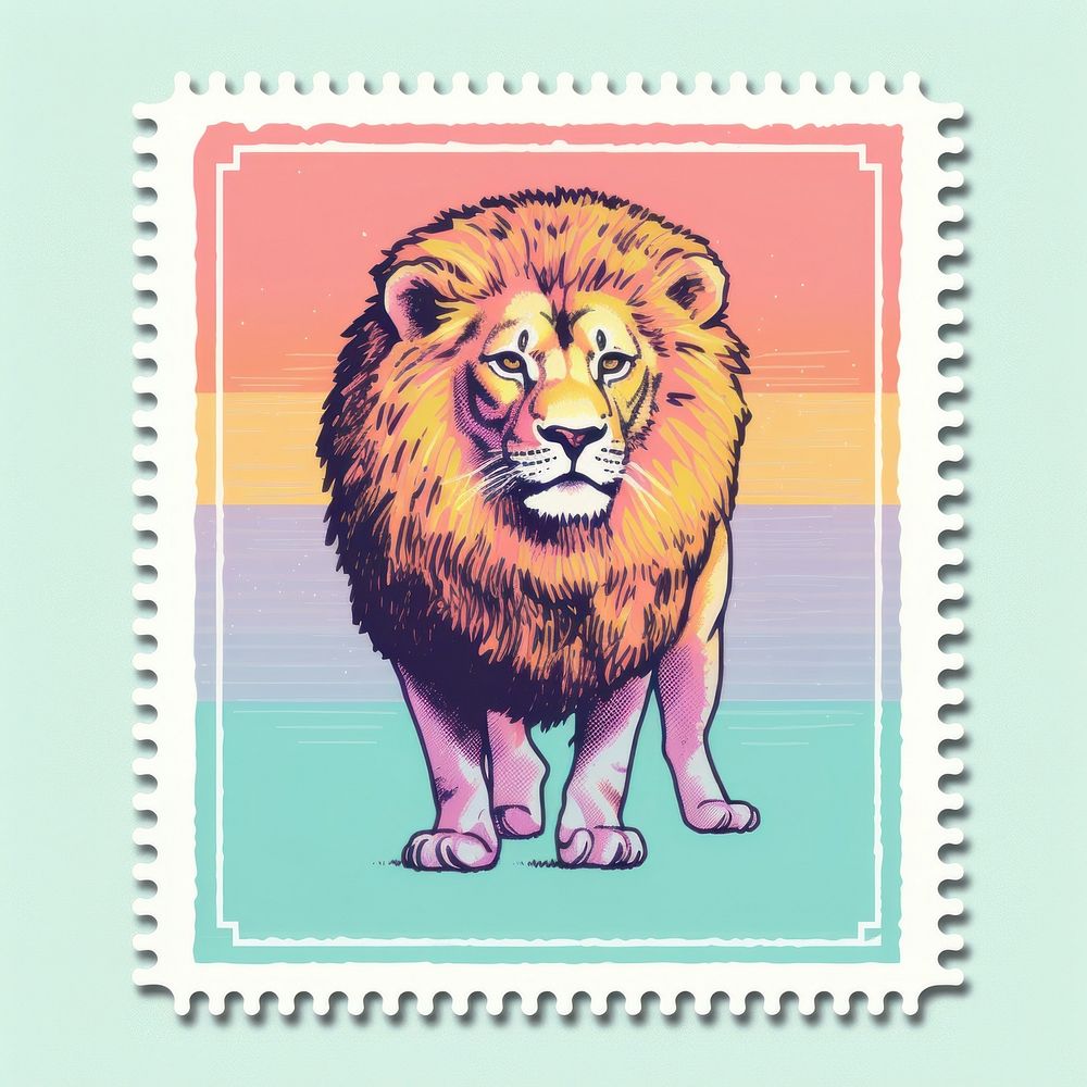 Lion Risograph style mammal animal lion.