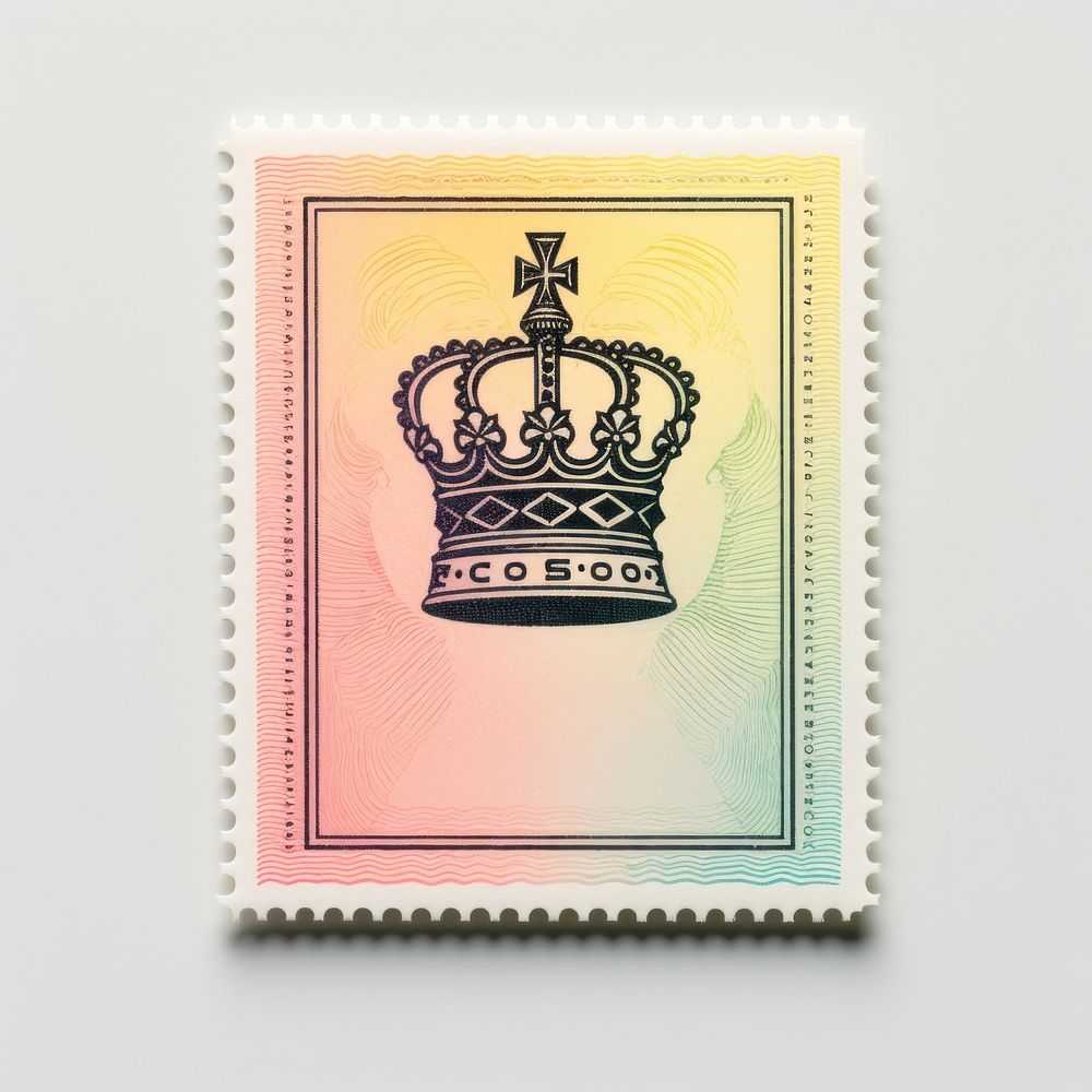 Crown Risograph style text postage stamp accessories.