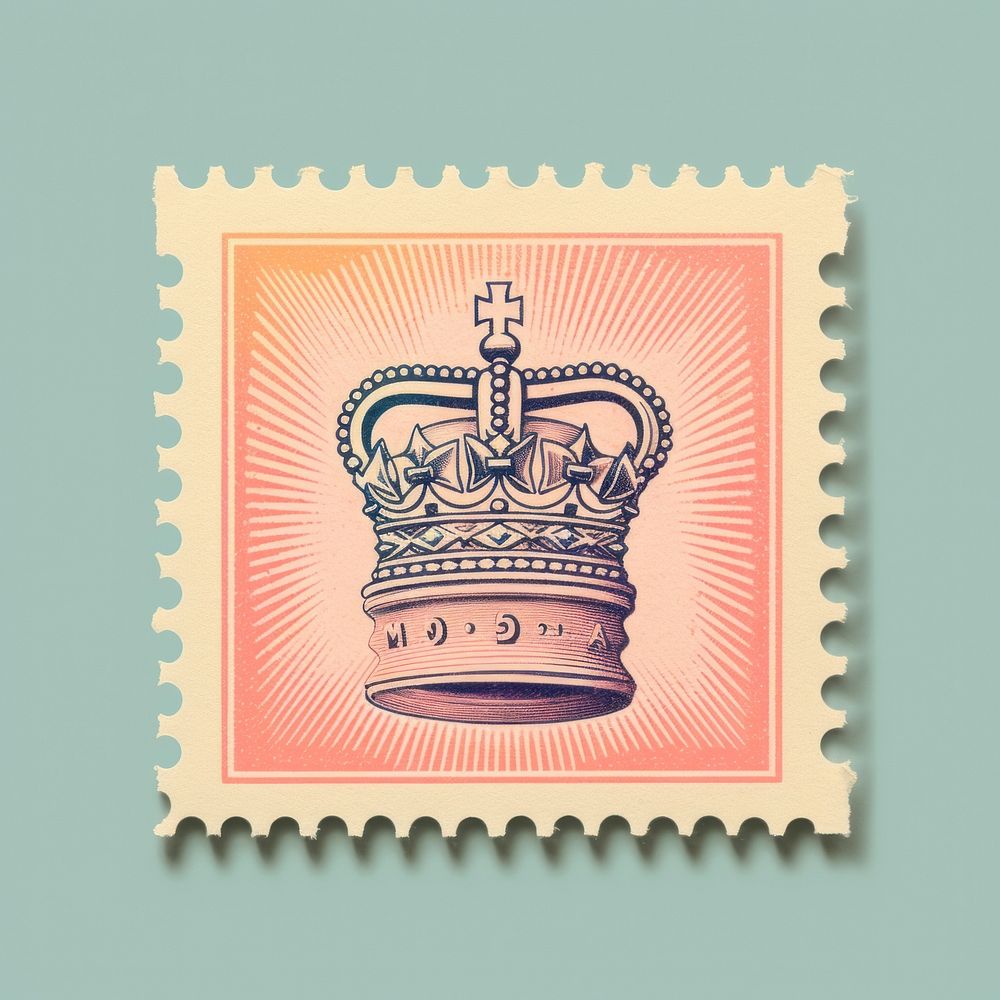 Crown Risograph style postage stamp accessories accessory.