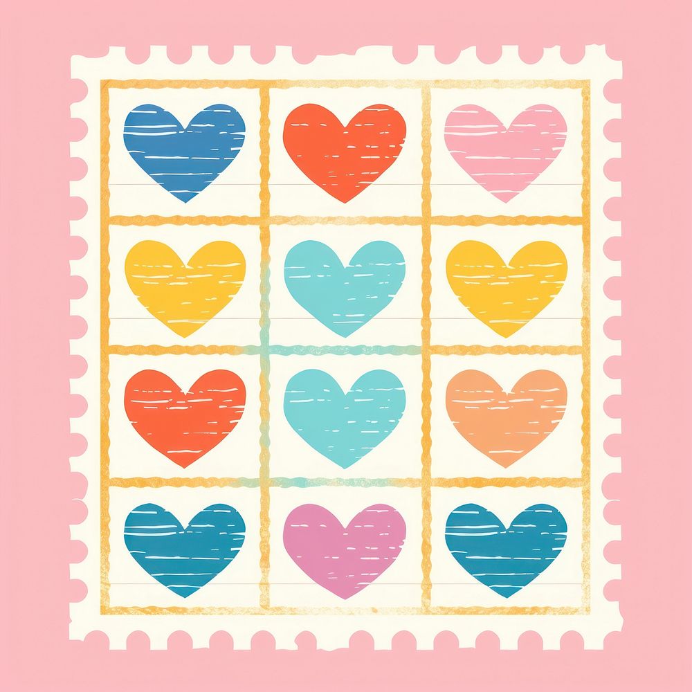 Heart pattern Risograph style backgrounds postage stamp creativity.