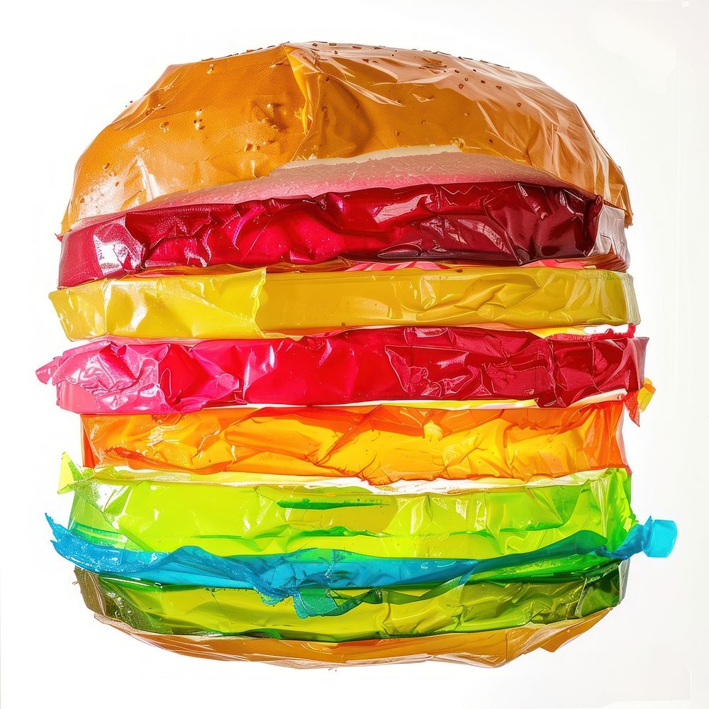 Burger made from polythylene plastic white background hamburger.