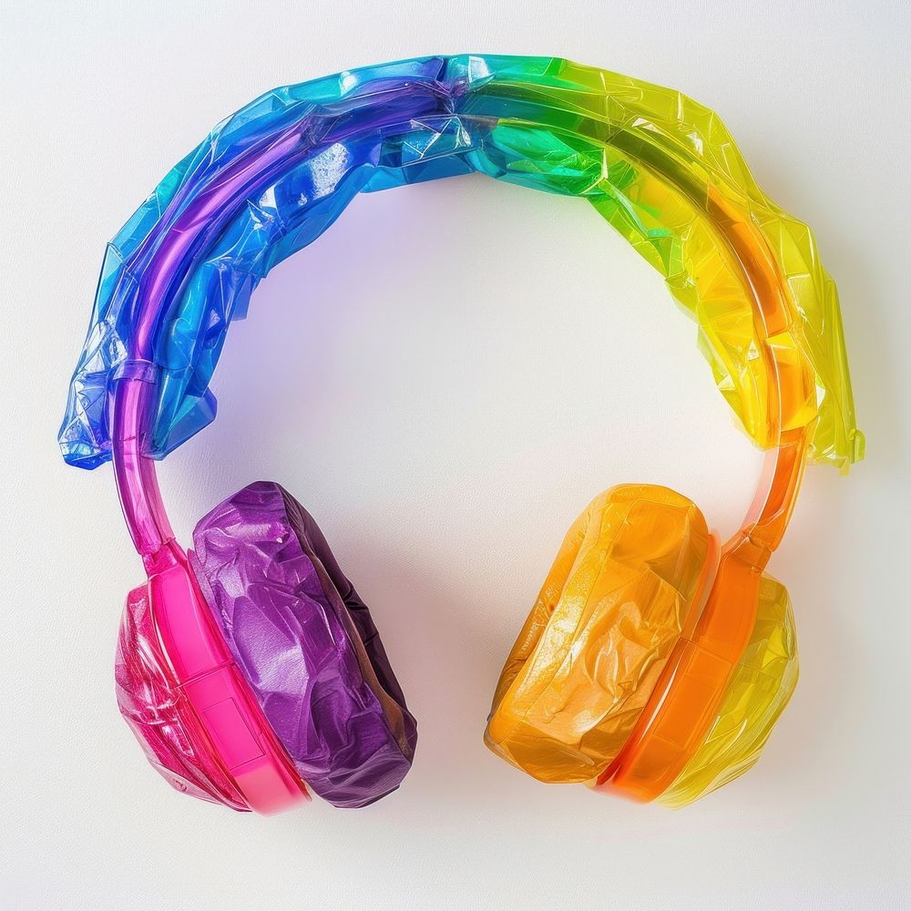 Headphones made from polyethylene headphones headset white background.