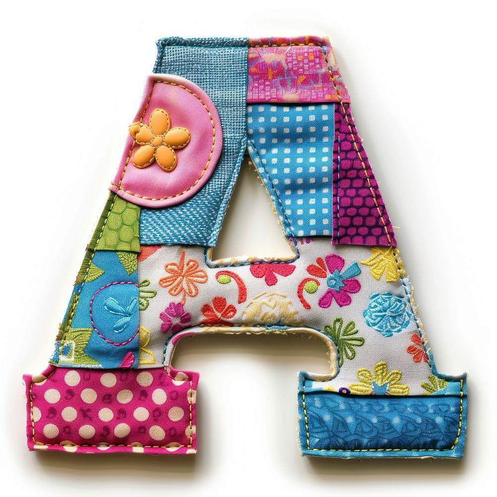 Letters A pattern patchwork textile.