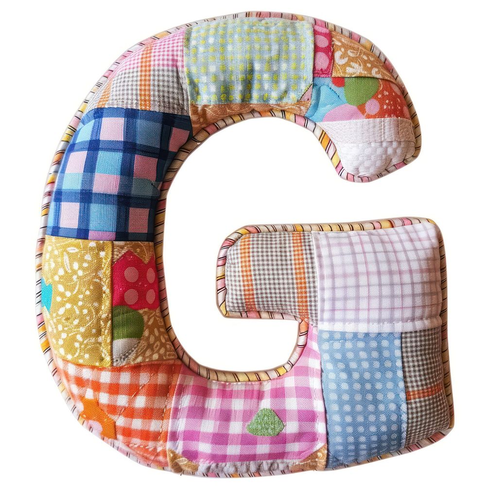 Letters G patchwork pattern textile.