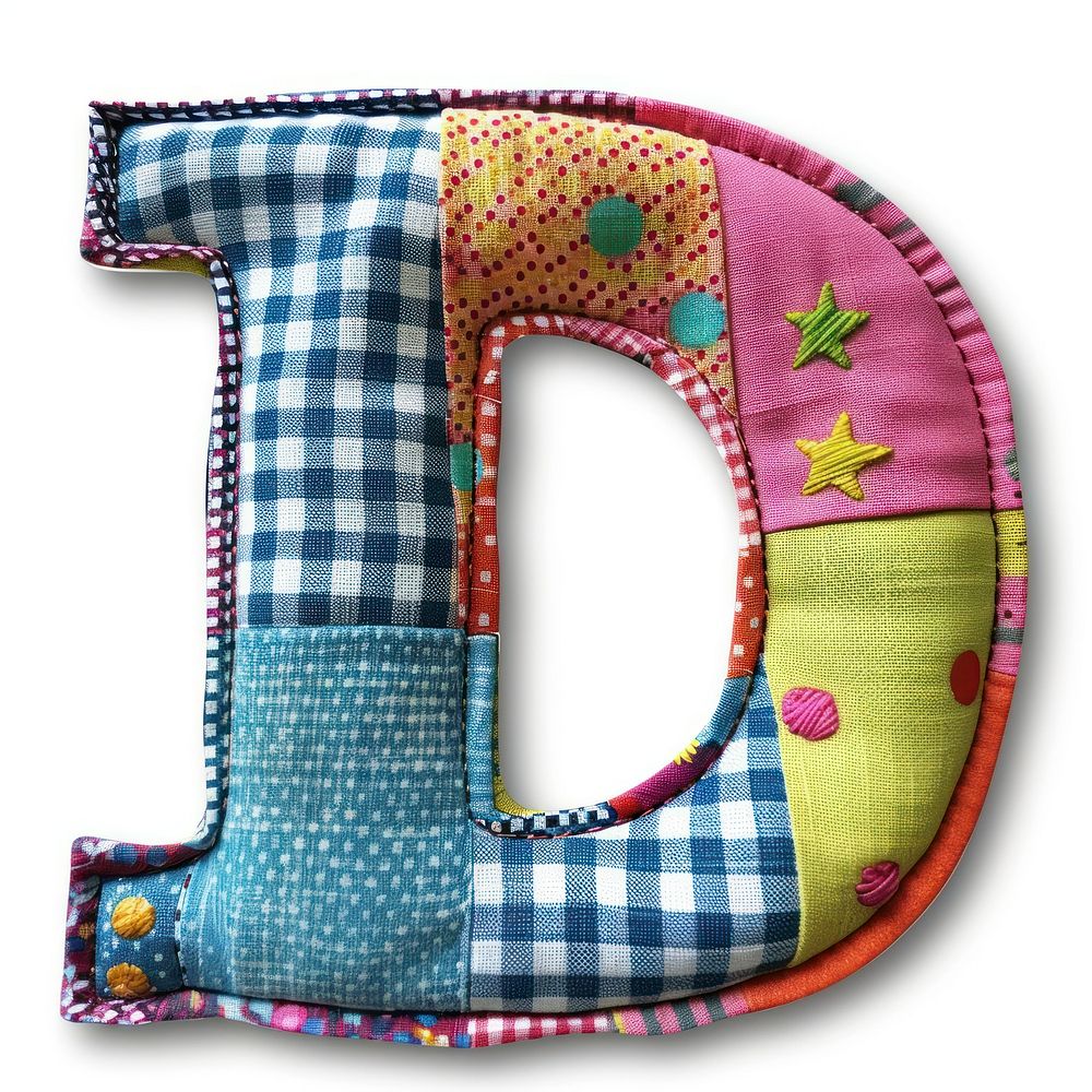 Letters D pattern textile white background.