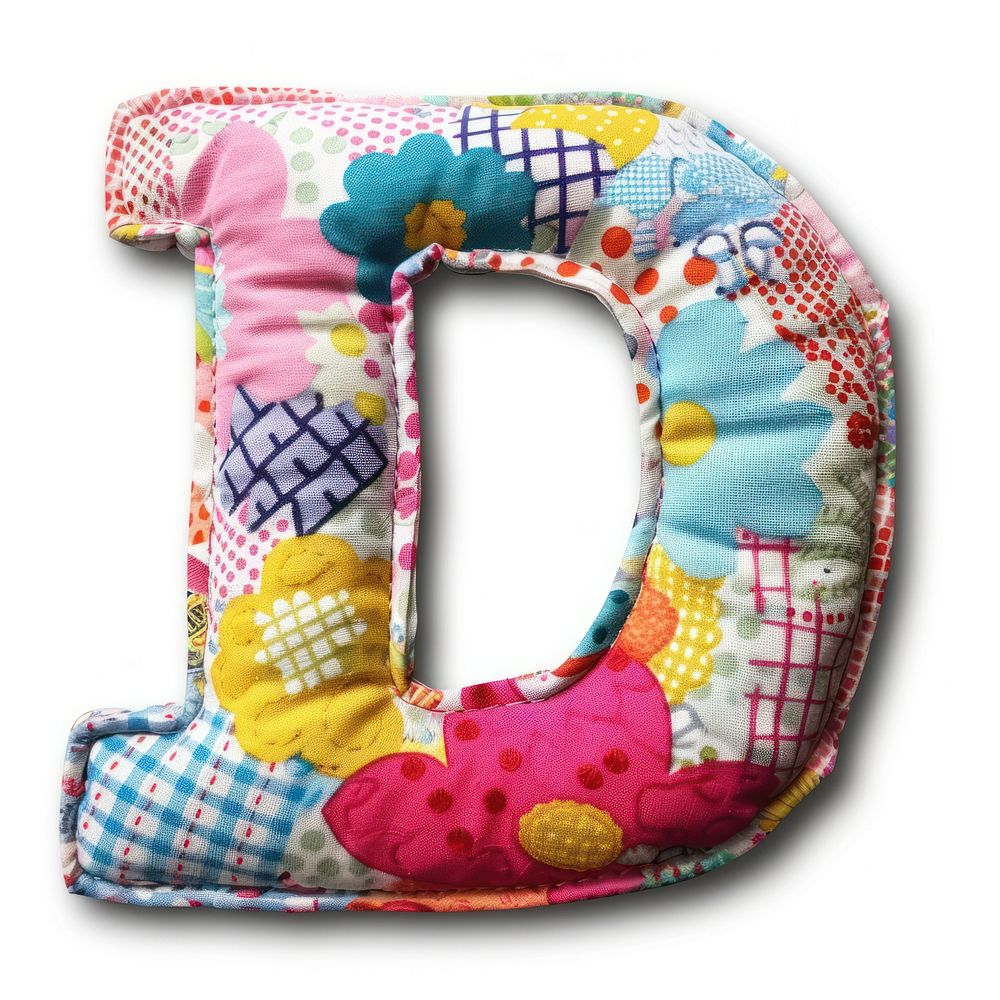 Letters D textile pattern white background.