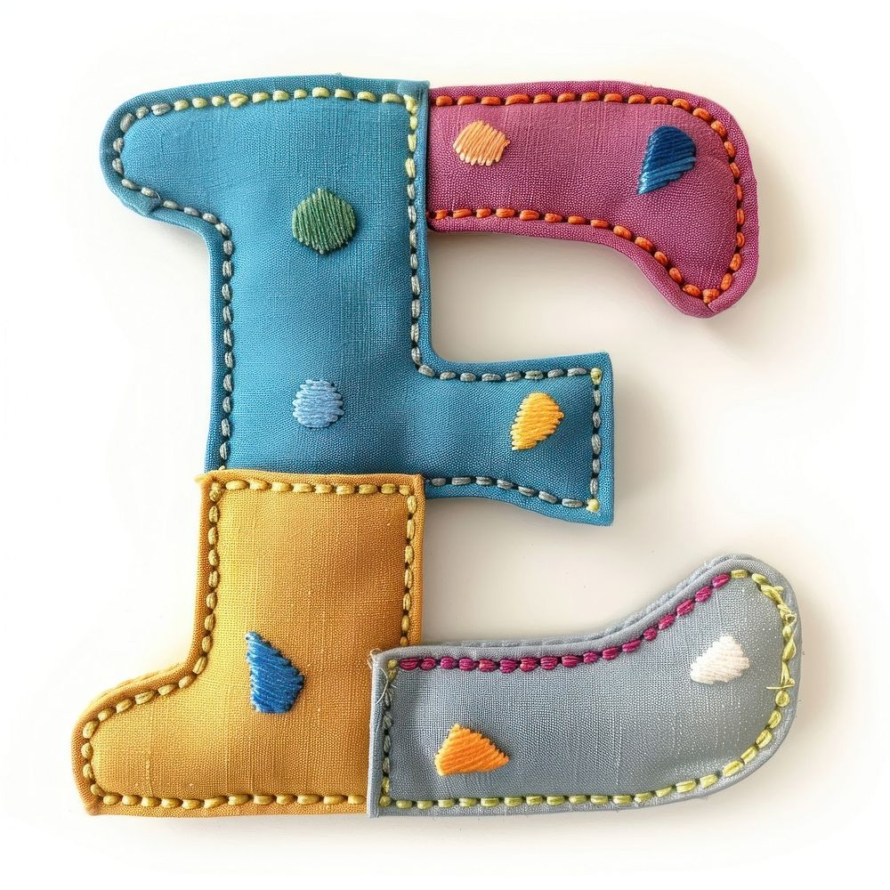 Letters E pattern textile toy.
