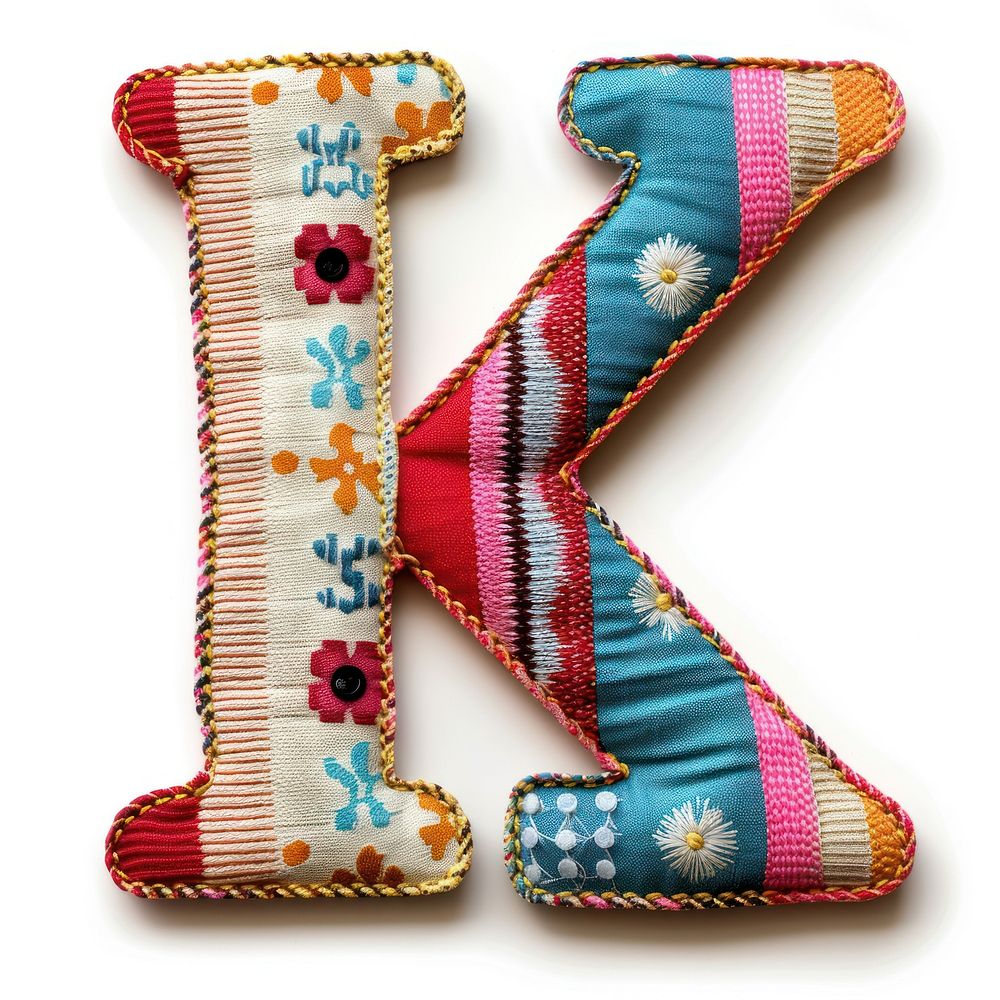 Letters K pattern textile white background.