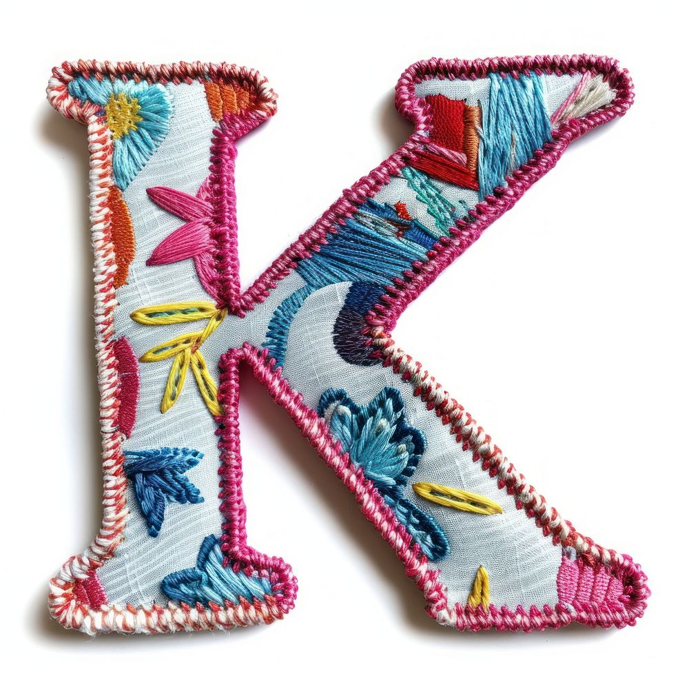 Letters K pattern textile stitch.